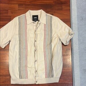Vans Cream Button Down Shirt with Stripes
